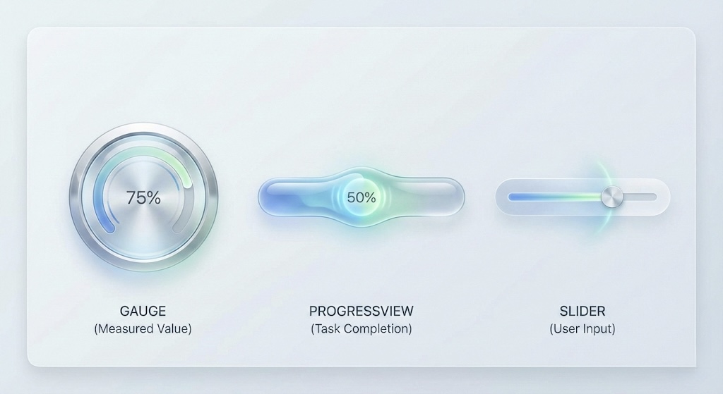 Gauge, ProgressView o Slider en SwiftUI: ¿cuál usar en cada&nbsp;caso?