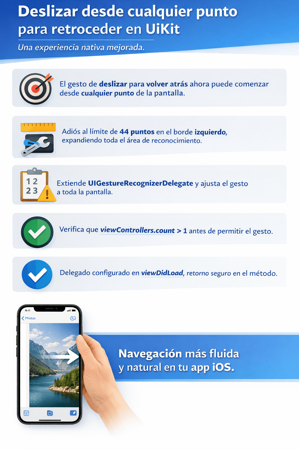 Deslizar desde cualquier punto de la pantalla para volver atrás en UIKit: una experiencia nativa&nbsp;mejorada